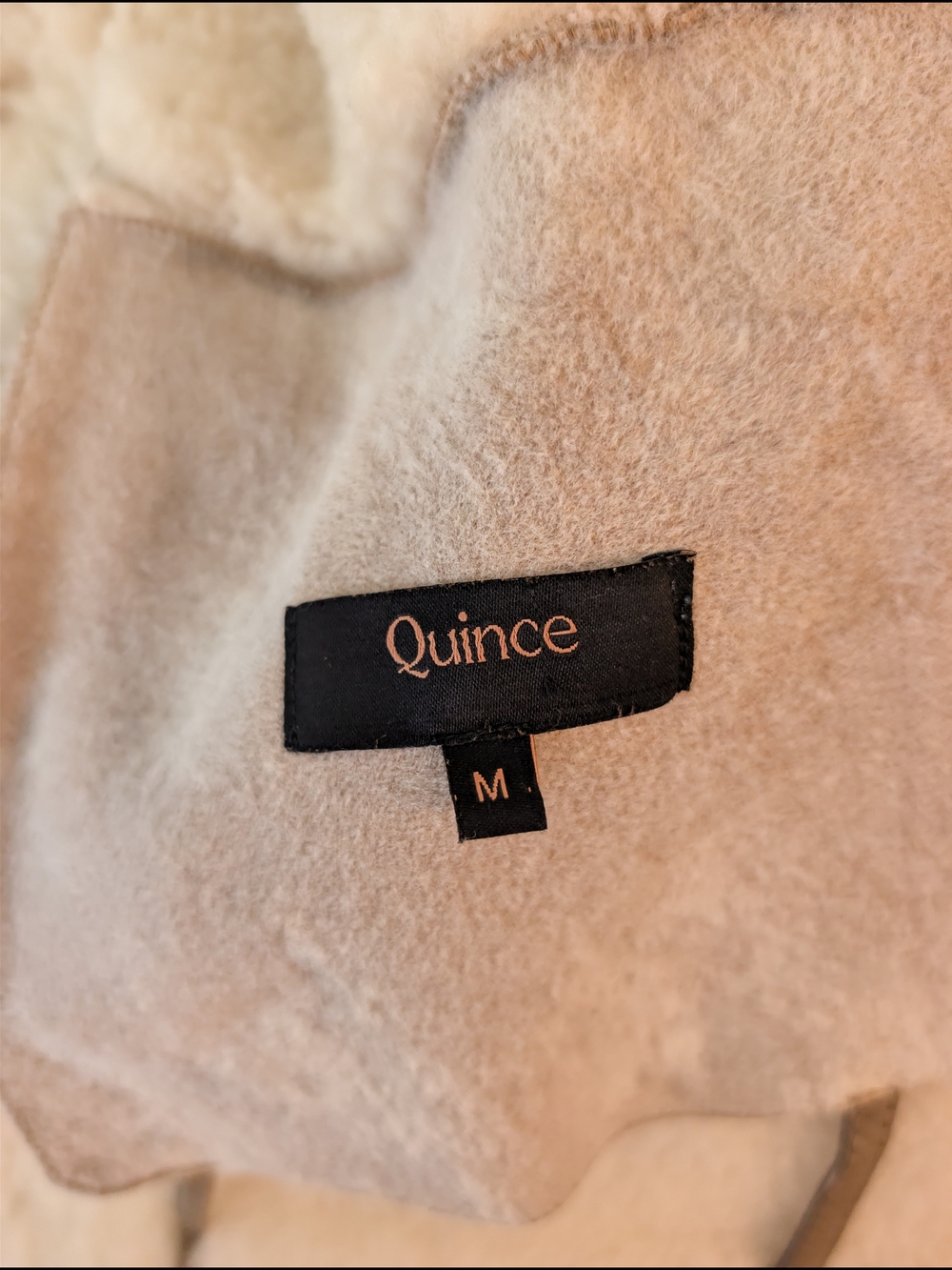 QUINCE 100% Shearling Long Coat Fawn Off-White Medium NWOT Genuine Leather - Picture 6 of 8